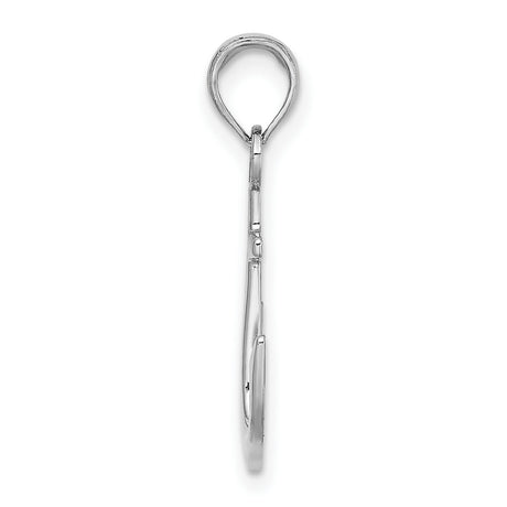 14k White Gold Anchor Pendant with Subtle Cross Design, Nautical Christian Charm