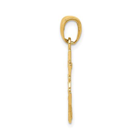14k Yellow Gold Anchor Cross Pendant with Ship Wheel, Nautical Mariner Symbol for Men and Women