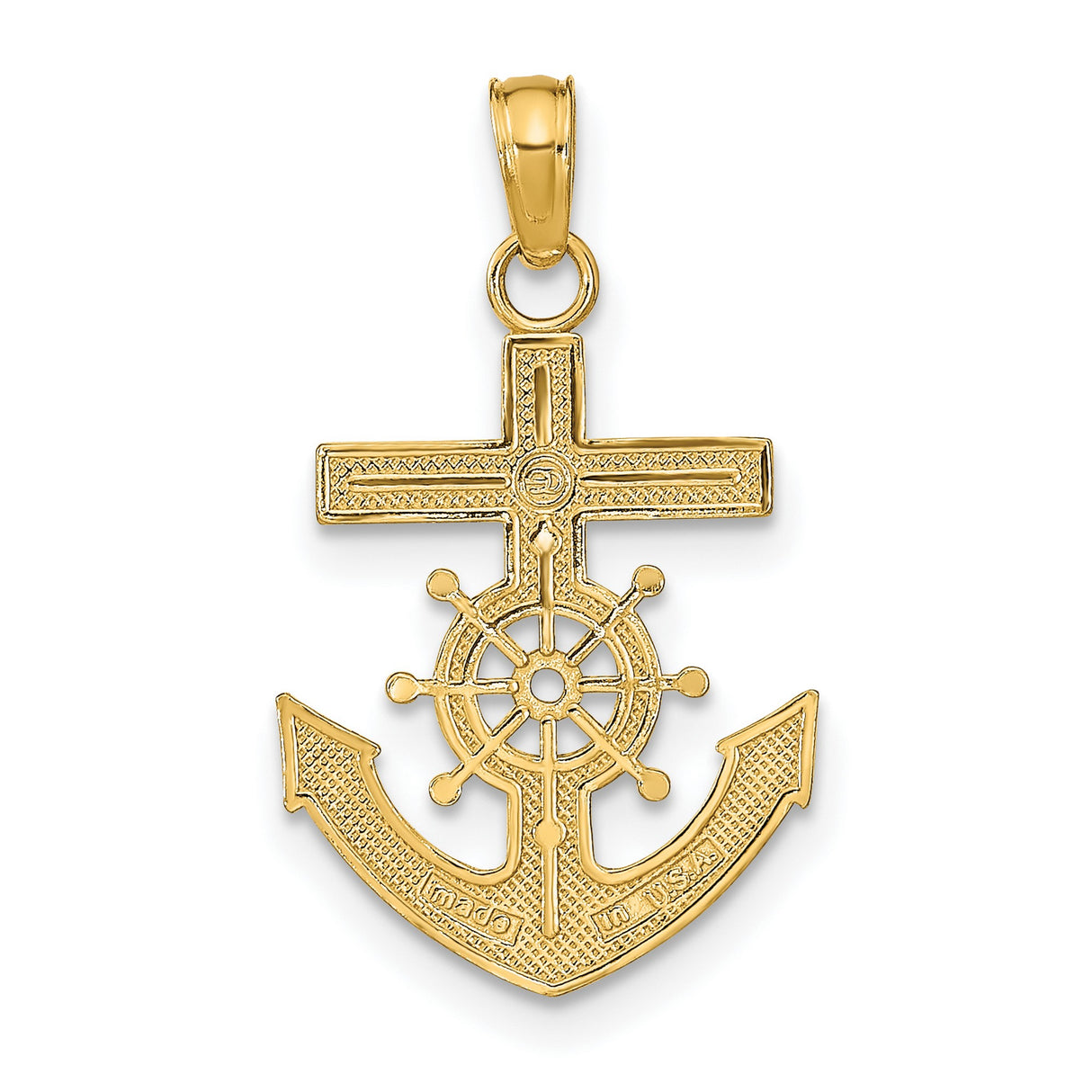 Mariners Cross Charm Pendant in Real 14k Yellow Gold