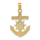 Mariners Cross Charm Pendant in Real 14k Yellow Gold