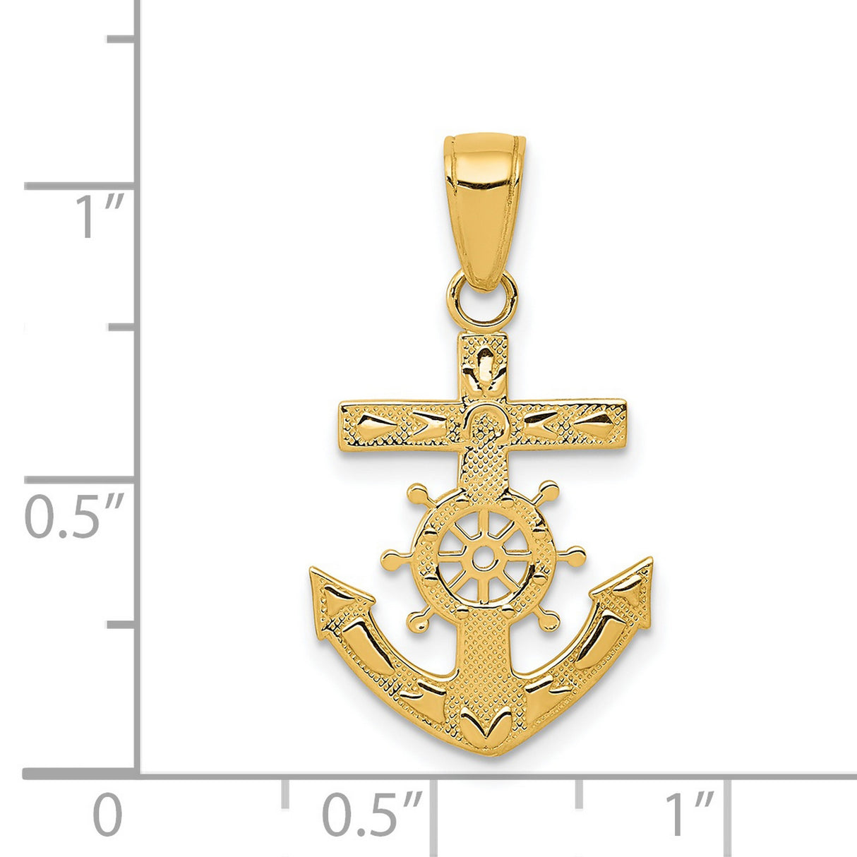 Mariners Cross Charm Pendant in Real 14k Yellow Gold