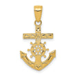 Mariners Cross Charm Pendant in Real 14k Yellow Gold