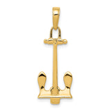 14k Yellow Gold Anchor Pendant, Nautical Symbol of Strength and Hope, Unisex Spiritual Jewelry