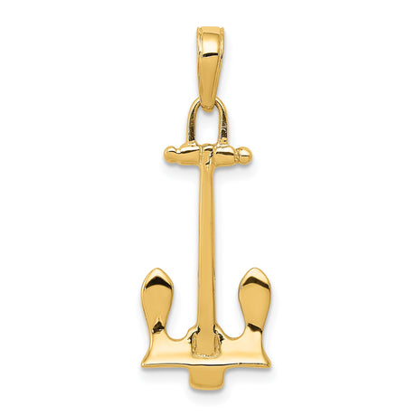 14k Yellow Gold Anchor Pendant, Nautical Symbol of Strength and Hope, Unisex Spiritual Jewelry