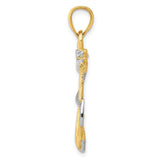 14k Multi-Tone Gold Anchor Pendant with Rope Design, Nautical Christian Symbol for Men