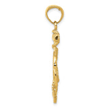 14k Yellow Gold Anchor Pendant with Ship Wheel and Rope Nautical Design