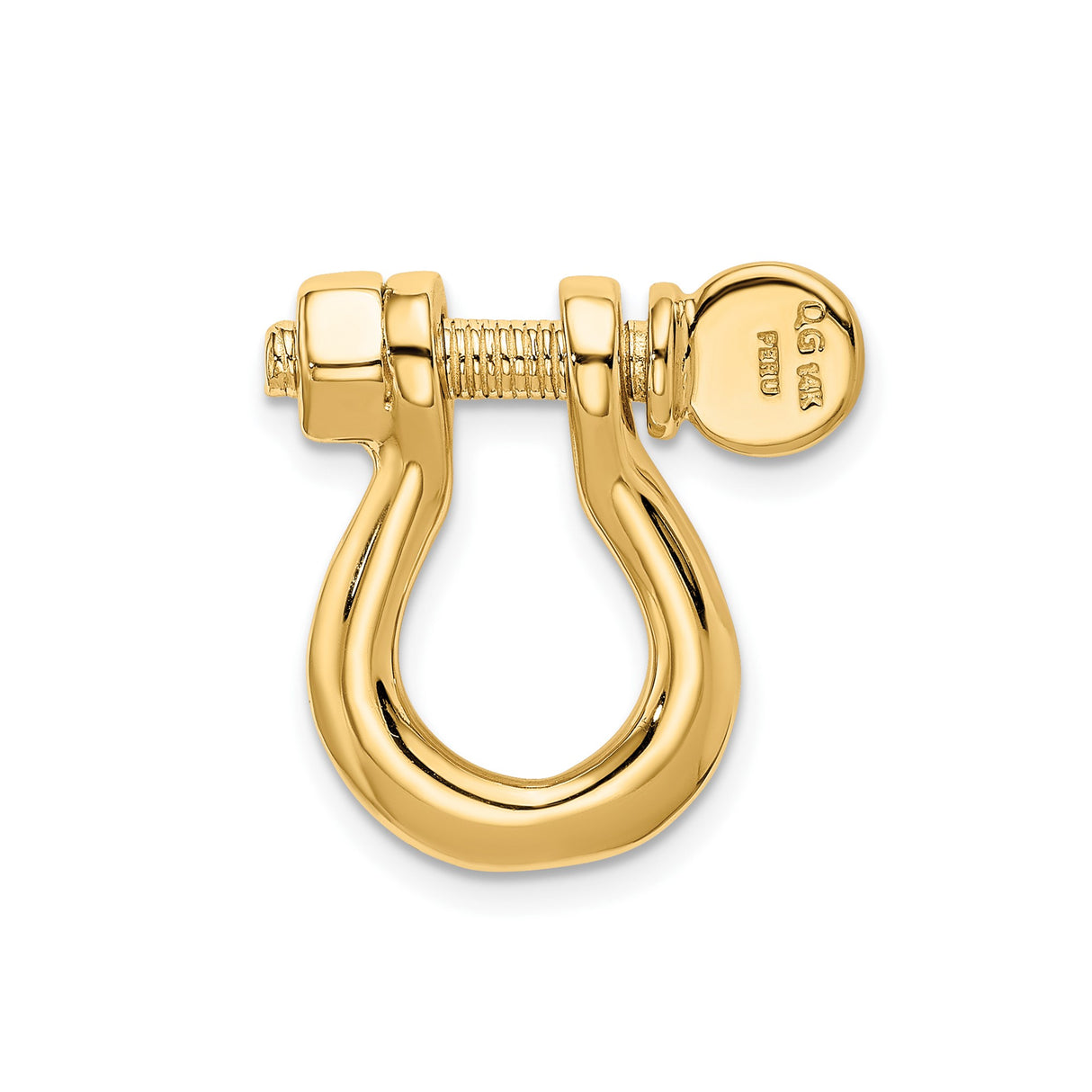 14k Yellow Gold Shackle Pendant with Screw Pin Detail, Nautical Marine Hardware Style for Men