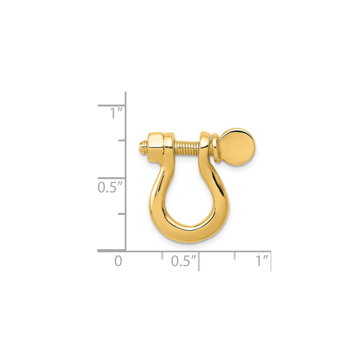 14k Yellow Gold Shackle Pendant with Screw Pin Detail, Nautical Marine Hardware Style for Men