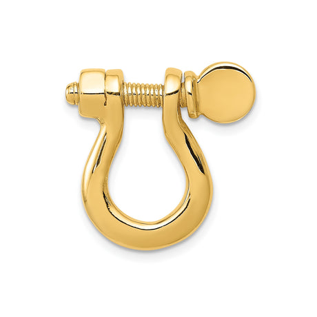 14k Yellow Gold Shackle Pendant with Screw Pin Detail, Nautical Marine Hardware Style for Men