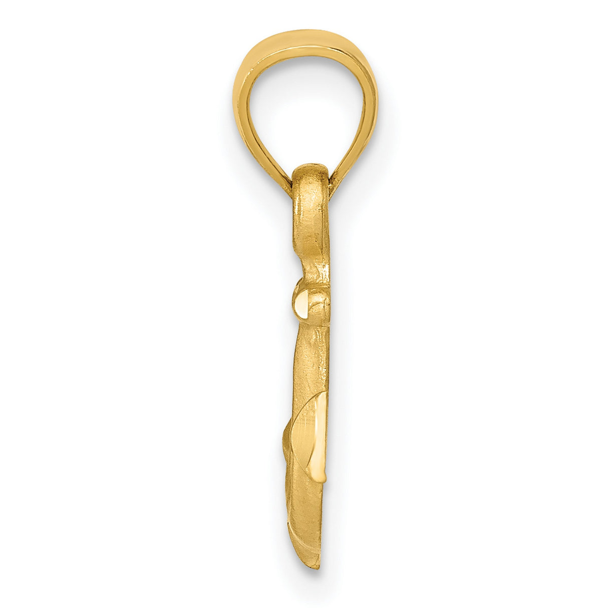 Satin Finish Anchor Charm Pendant in Real 14k Yellow Gold