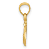 Satin Finish Anchor Charm Pendant in Real 14k Yellow Gold