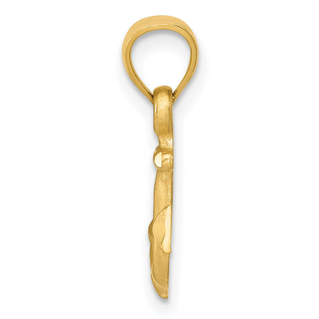 Satin Finish Anchor Charm Pendant in Real 14k Yellow Gold