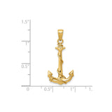 14k Yellow Gold Anchor Pendant with Rope Detail, Nautical Christian Symbol for Men or Women