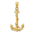 14k Yellow Gold Anchor Pendant with Rope Detail, Nautical Christian Symbol for Men or Women