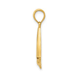 14k Yellow Gold Sailboat Pendant, Polished Nautical Charm, Coastal Theme Jewelry for Women or Unisex