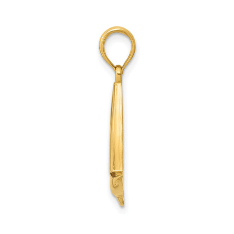 14k Yellow Gold Sailboat Pendant, Polished Nautical Charm, Coastal Theme Jewelry for Women or Unisex