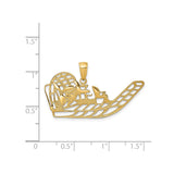 14k Yellow Gold Airboat Pendant with Propeller and Seating Detail, Outdoor Adventure Charm