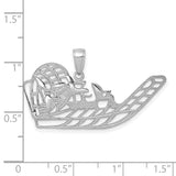 14k White Gold Airboat Pendant, Detailed Boating Charm, Outdoor Adventure Theme