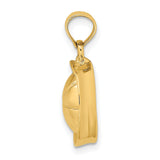 14k Yellow Gold Orthodox Pendant with Textured Borders and Round Prosphora Seal Design