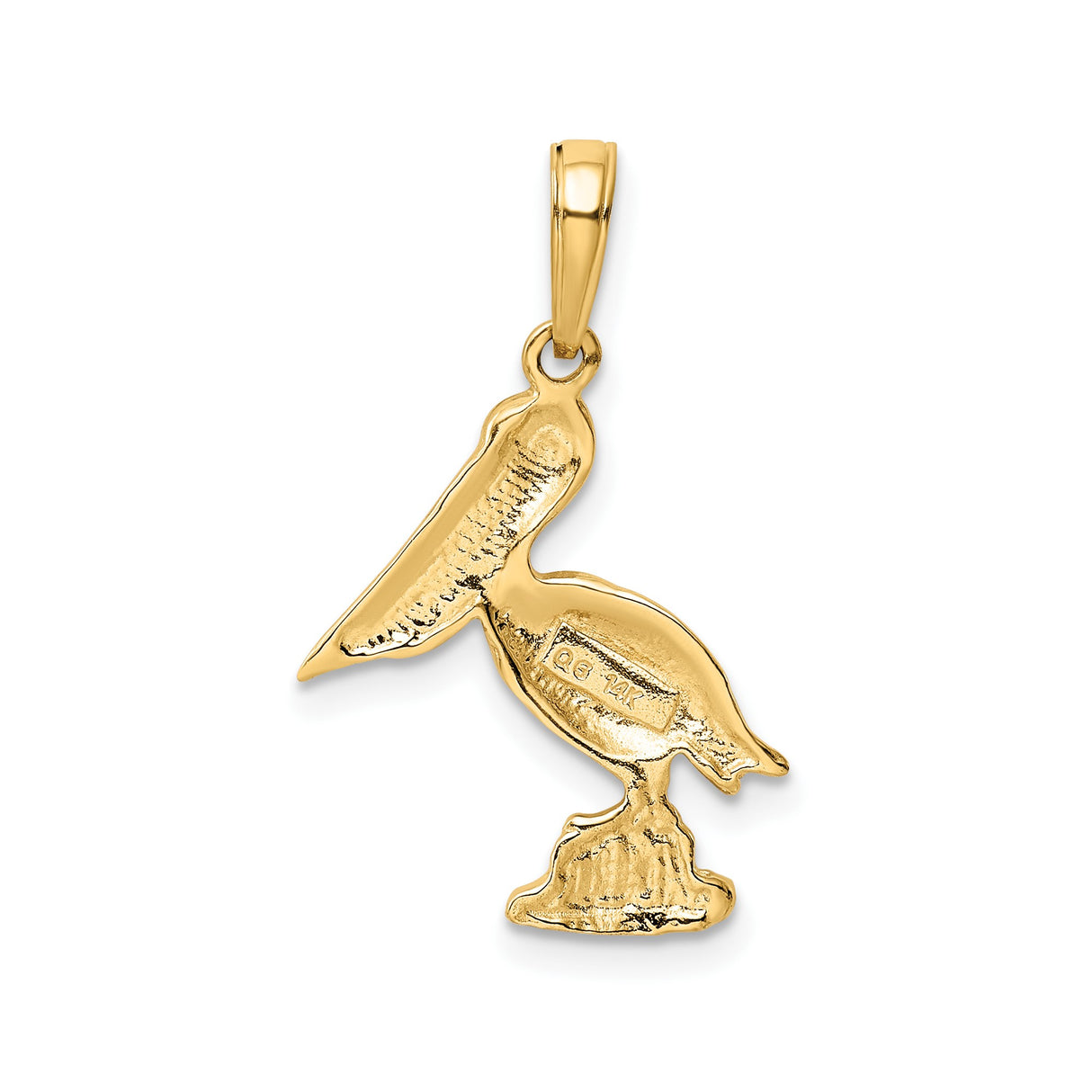 14k Yellow Gold Pelican Pendant Charm, Coastal Bird Design, Nautical Beach Jewelry for Women or Unisex