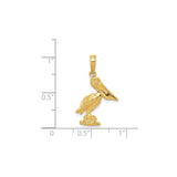 14k Yellow Gold Pelican Pendant Charm, Coastal Bird Design, Nautical Beach Jewelry for Women or Unisex
