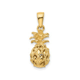14k Yellow Gold Pineapple Pendant Charm, Tropical Fruit Symbol, Unisex Summer Jewelry