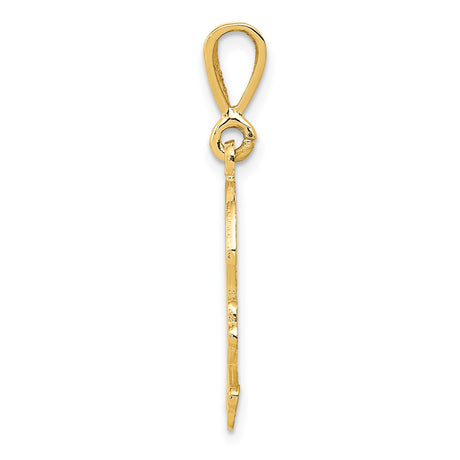 14k Yellow Gold Skull and Crossbones Pendant, Textured Pirate Design, Biker Gothic Style