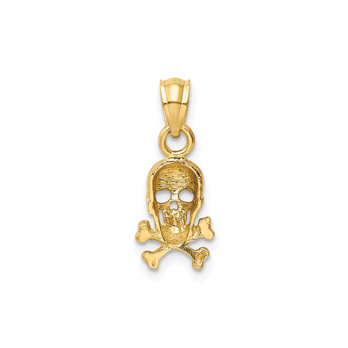14k Yellow Gold Skull and Crossbones Pendant with Pirate Motif, Gothic Biker Style, Unisex Charm
