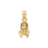 14k Yellow Gold Skull and Crossbones Pendant with Pirate Motif, Gothic Biker Style, Unisex Charm