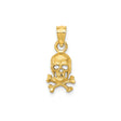 14k Yellow Gold Skull and Crossbones Pendant with Pirate Motif, Gothic Biker Style, Unisex Charm