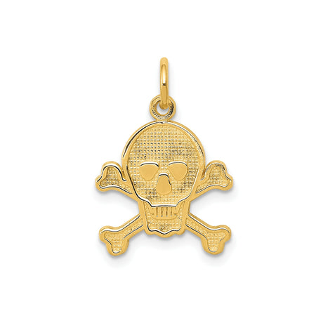 14k Yellow Gold Skull and Crossbones Pendant, Pirate Gothic Biker Style for Men or Unisex