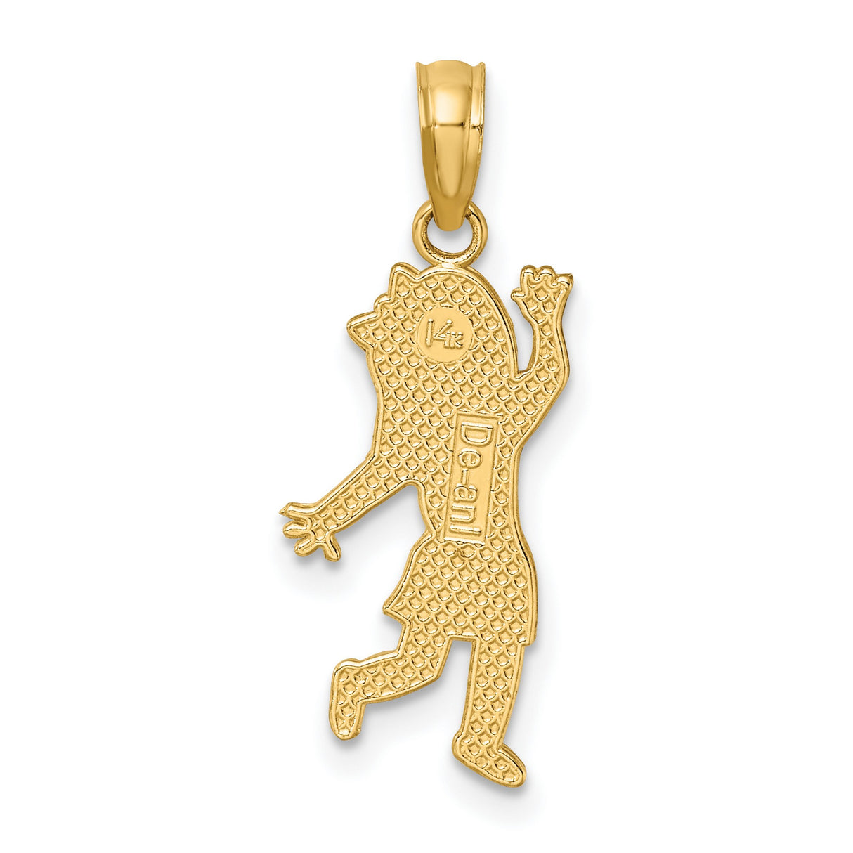 14k Yellow Gold Girl Charm Pendant with Bow Dress, Cartoon Style Daughter Keepsake Jewelry