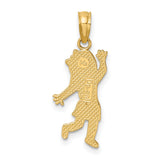 14k Yellow Gold Girl Charm Pendant with Bow Dress, Cartoon Style Daughter Keepsake Jewelry