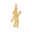 14k Yellow Gold Boy Charm Pendant with Textured Clothing and Raised Hand Design