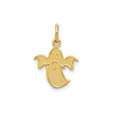 14k Yellow Gold Ghost Pendant Charm, Textured Whimsical Halloween Design, Unisex Jewelry
