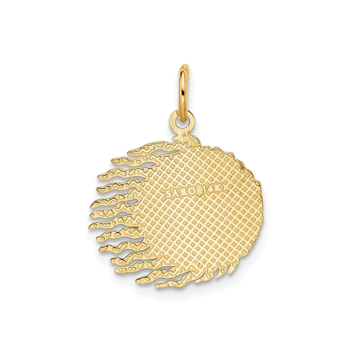 14k Yellow Gold Sun Face Pendant, Flowing Rays Celestial Design, Boho Spiritual Charm