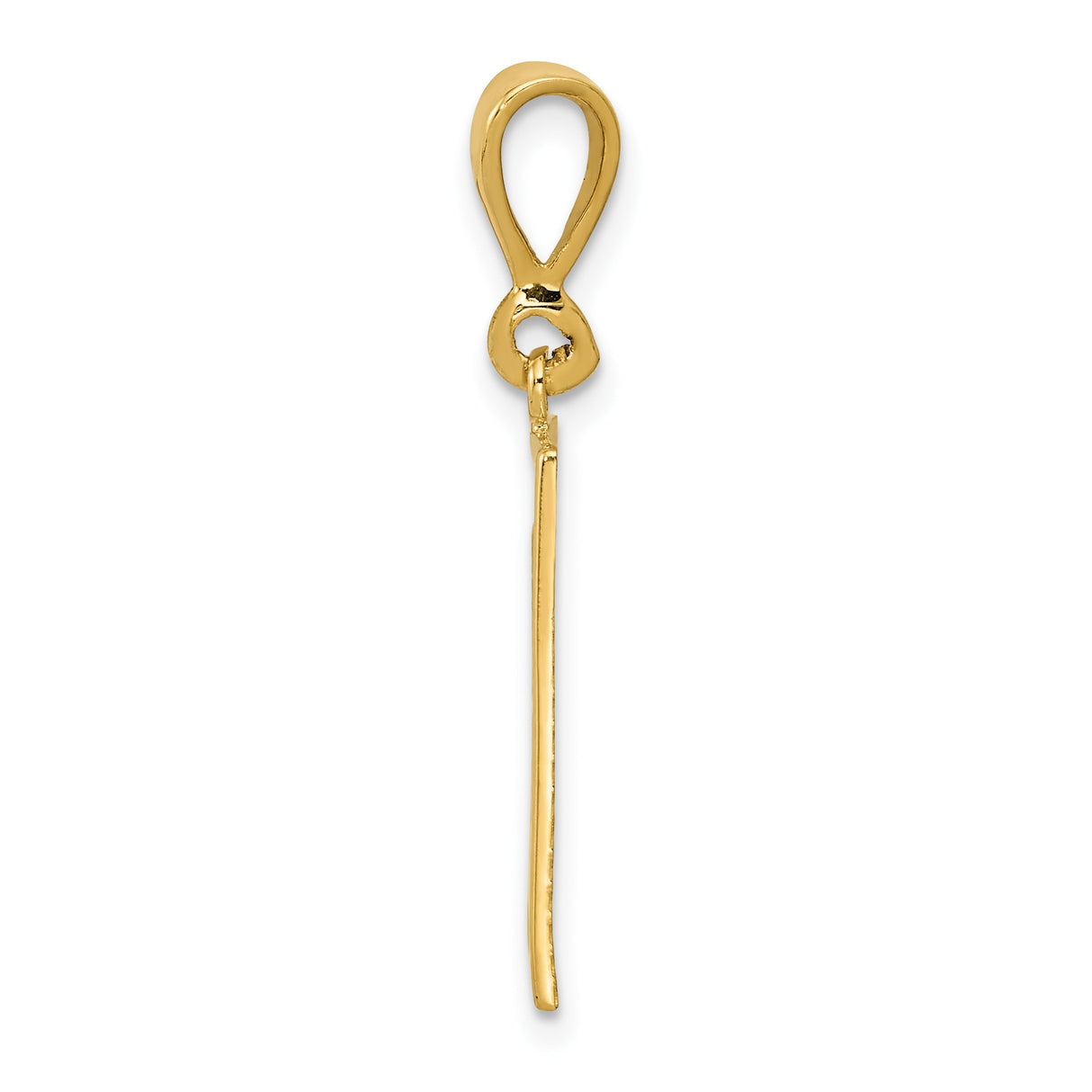 14k Yellow Gold Rectangular Pendant with Chinese Symbol for Strength, Unisex Kanji Charm
