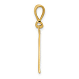14k Yellow Gold Rectangular Pendant with Chinese Symbol for Strength, Unisex Kanji Charm