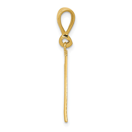 14k Yellow Gold Rectangular Pendant with Chinese Symbol for Strength, Unisex Kanji Charm