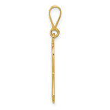 14k Yellow Gold Awareness Ribbon Pendant with Heart Cutout, Symbolic Support Charm for Women