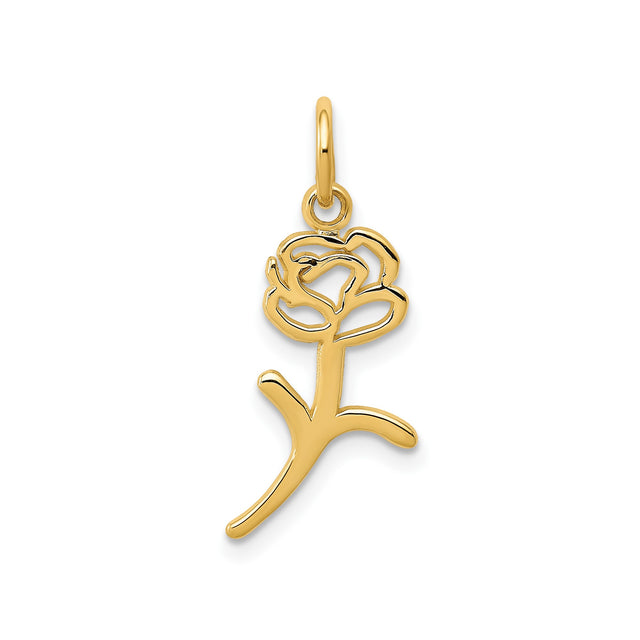 14k Yellow Gold Rose Flower Pendant with Open Design, Delicate Floral Charm for Women