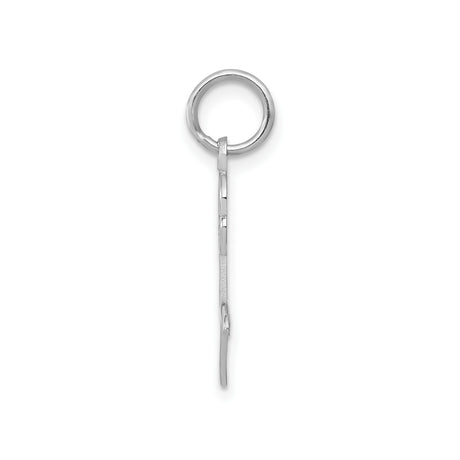 14k White Gold Rose Flower Pendant with Openwork Design, Minimalist Floral Charm