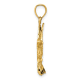 14k Yellow Gold Hummingbird Pendant with Detailed Wings and Textured Design for Women