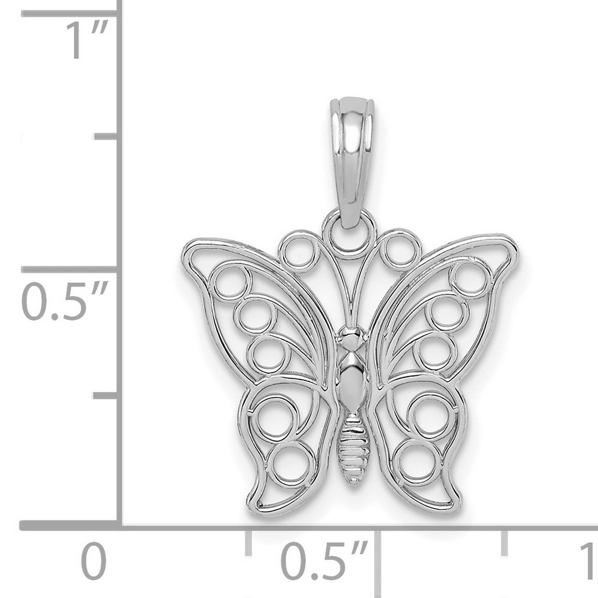 14k White Gold Butterfly Pendant with Openwork Filigree Design for Women