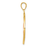 14k Multi-Tone Gold Pendant with Rose Gold Butterfly and White Gold Leaf Accents