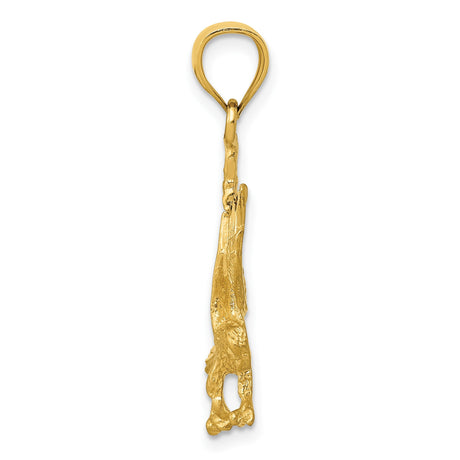 14k Yellow Gold Eagle Pendant with Outstretched Wings, Bold Patriotic Design for Men