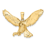 14k Yellow Gold Eagle Pendant with Outstretched Wings and Talons, Patriotic Symbol for Men
