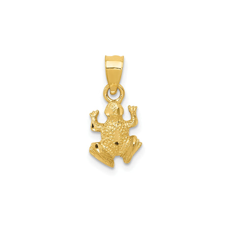 14k Yellow Gold Frog Pendant Charm with Textured Detail and Realistic Design