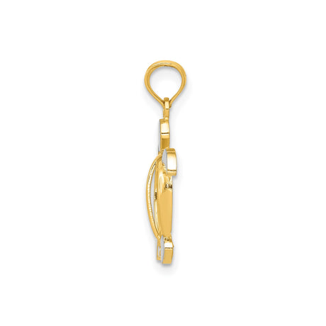 14k Multi-Tone Gold Sea Turtle Pendant, Open Coastal Design, Nature-Inspired Unisex Jewelry