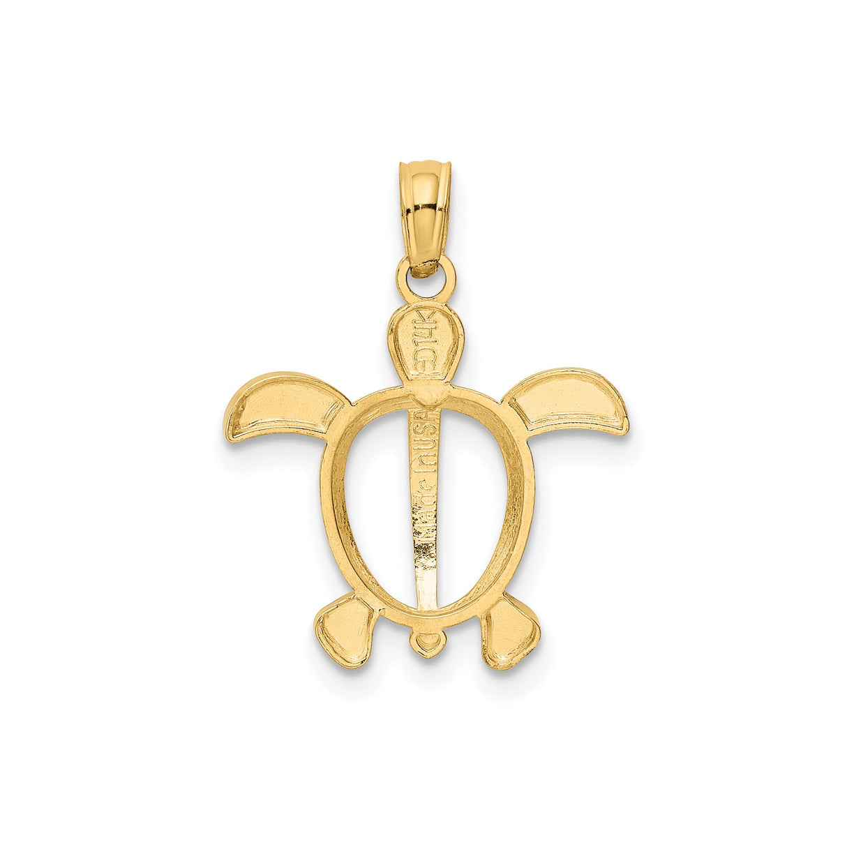 14k Multi-Tone Gold Sea Turtle Pendant, Open Coastal Design, Nature-Inspired Unisex Jewelry